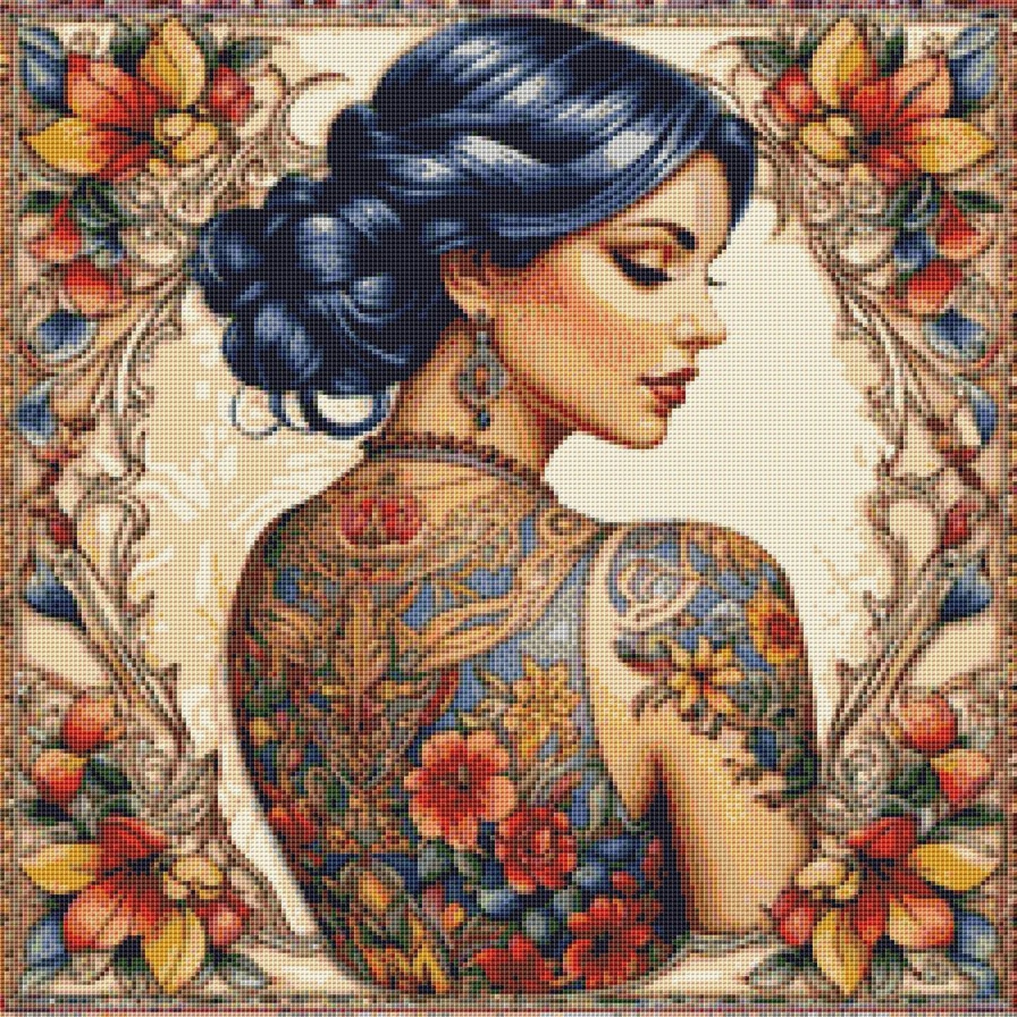 Tattoo Beauty Cross Stitch Pattern - PDF Download