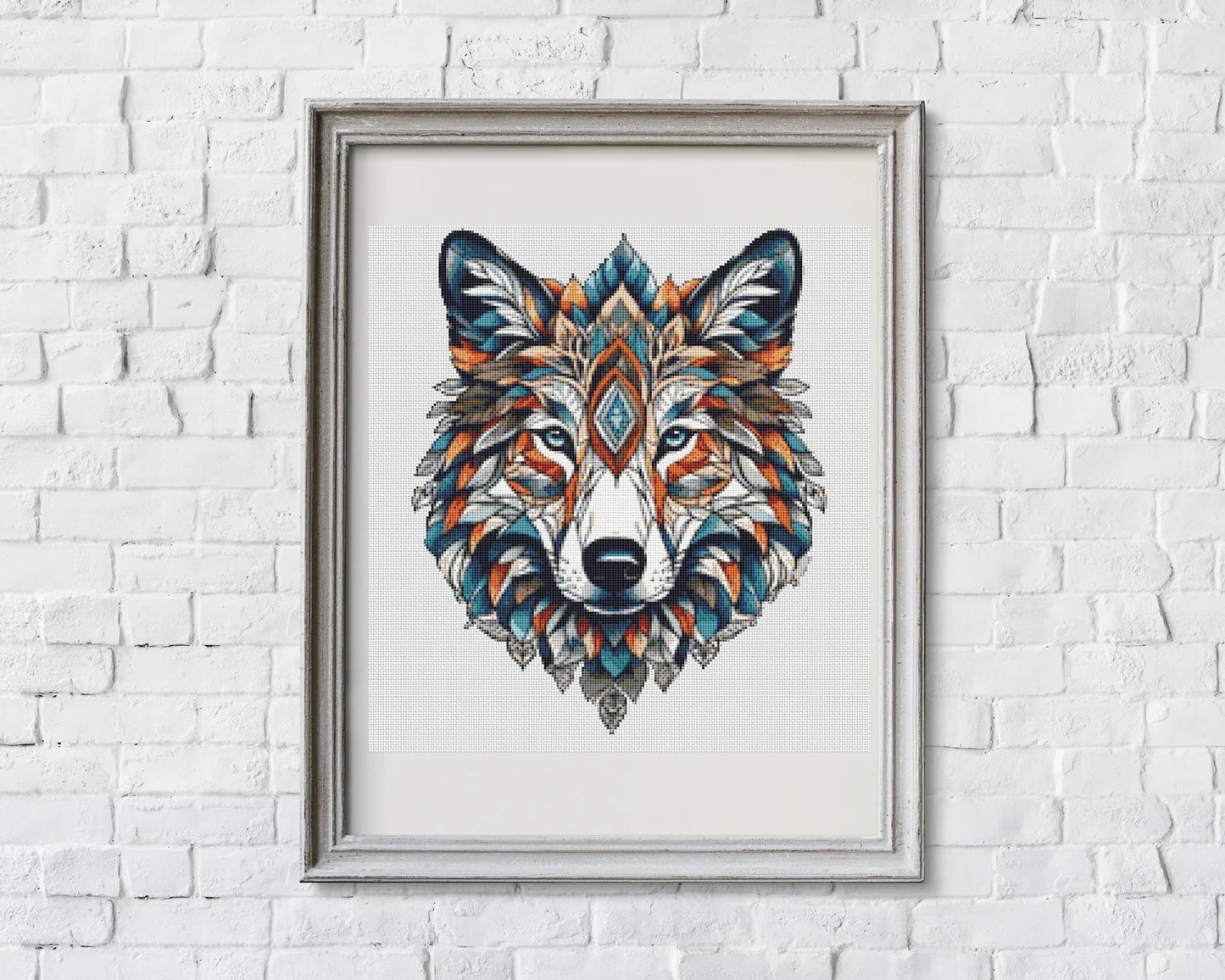 Aztec Wolf Cross Stitch Pattern - PDF Download