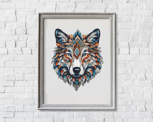 Aztec Wolf Cross Stitch Pattern - PDF Download
