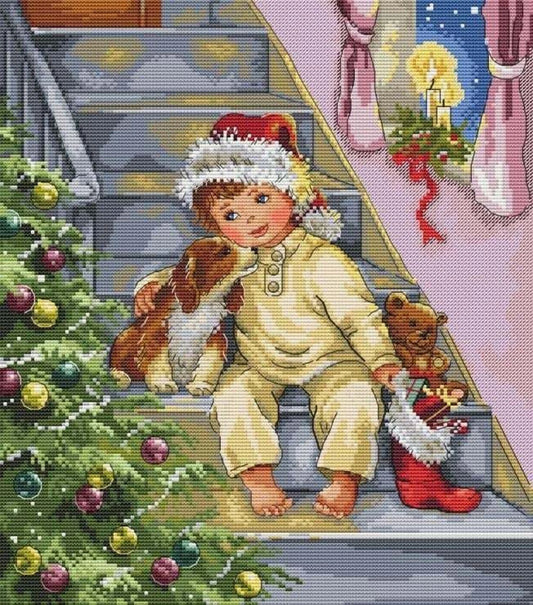Boy and dog cross stitch pattern, boy and christmas tree cross stitch, christmas cross stitch, new year cross stitch, christmas gifts