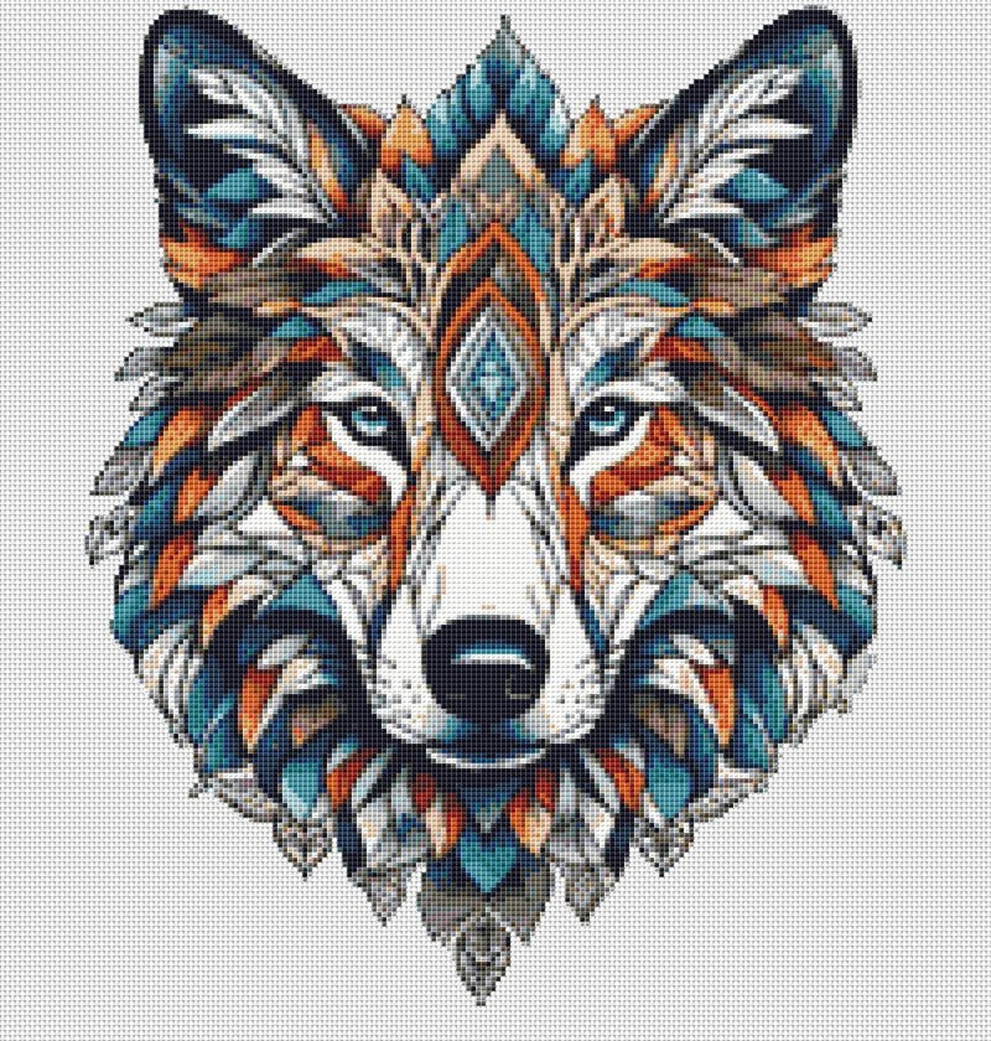 Aztec Wolf Cross Stitch Pattern - PDF Download