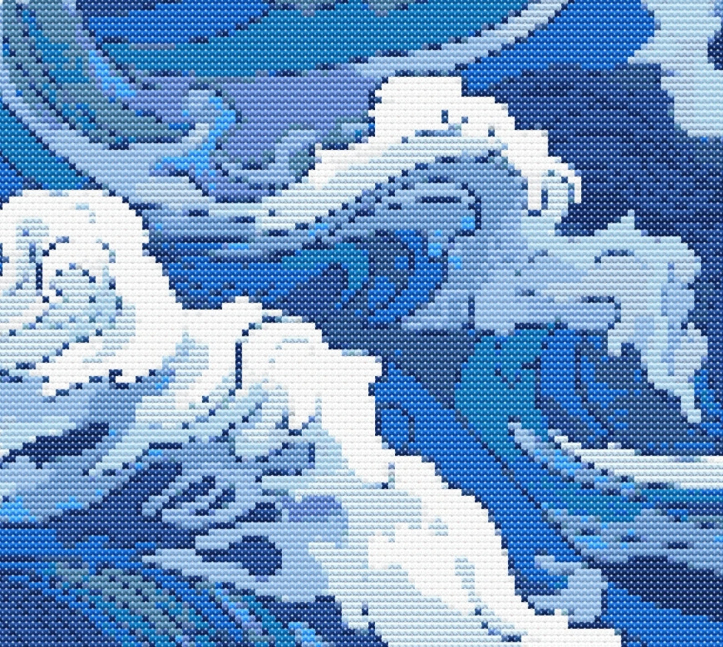 Ocean Waves A Repeating Cross Stitch Sewing Modern Embroidery Pattern Instant DMC Download Bunch of Flowers Beginner Blue Sea