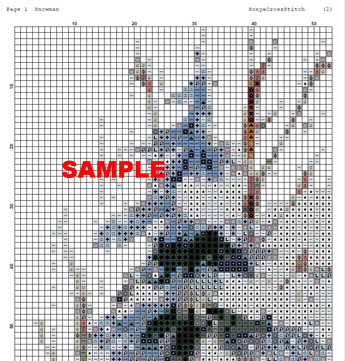 Watercolor Cross Stitch Pattern,Row of Snowmen,Winter,Pattern Keeper,Embroidery,xstitch,PDF,Instant Download
