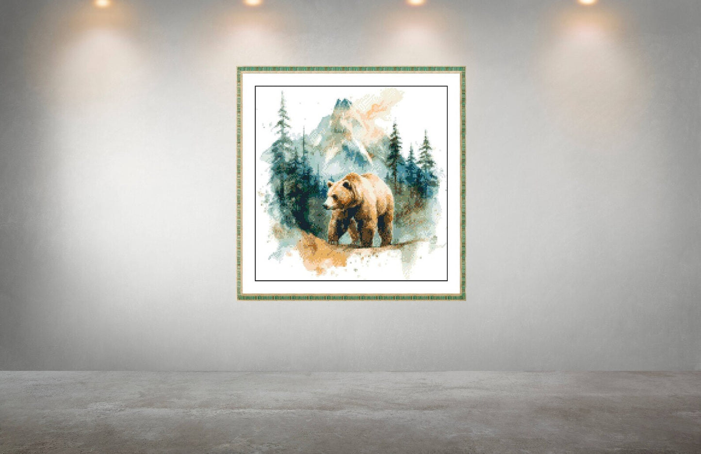 Watercolor Cross Stitch Pattern,Bear in the Wilderness,Landscape,Nature,xtitch,Pattern Keeper,PDF,Instant Download