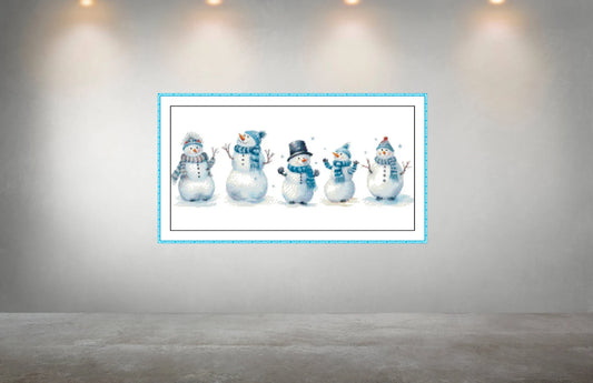 Watercolor Cross Stitch Pattern,Row of Snowmen,Winter,Pattern Keeper,Embroidery,xstitch,PDF,Instant Download