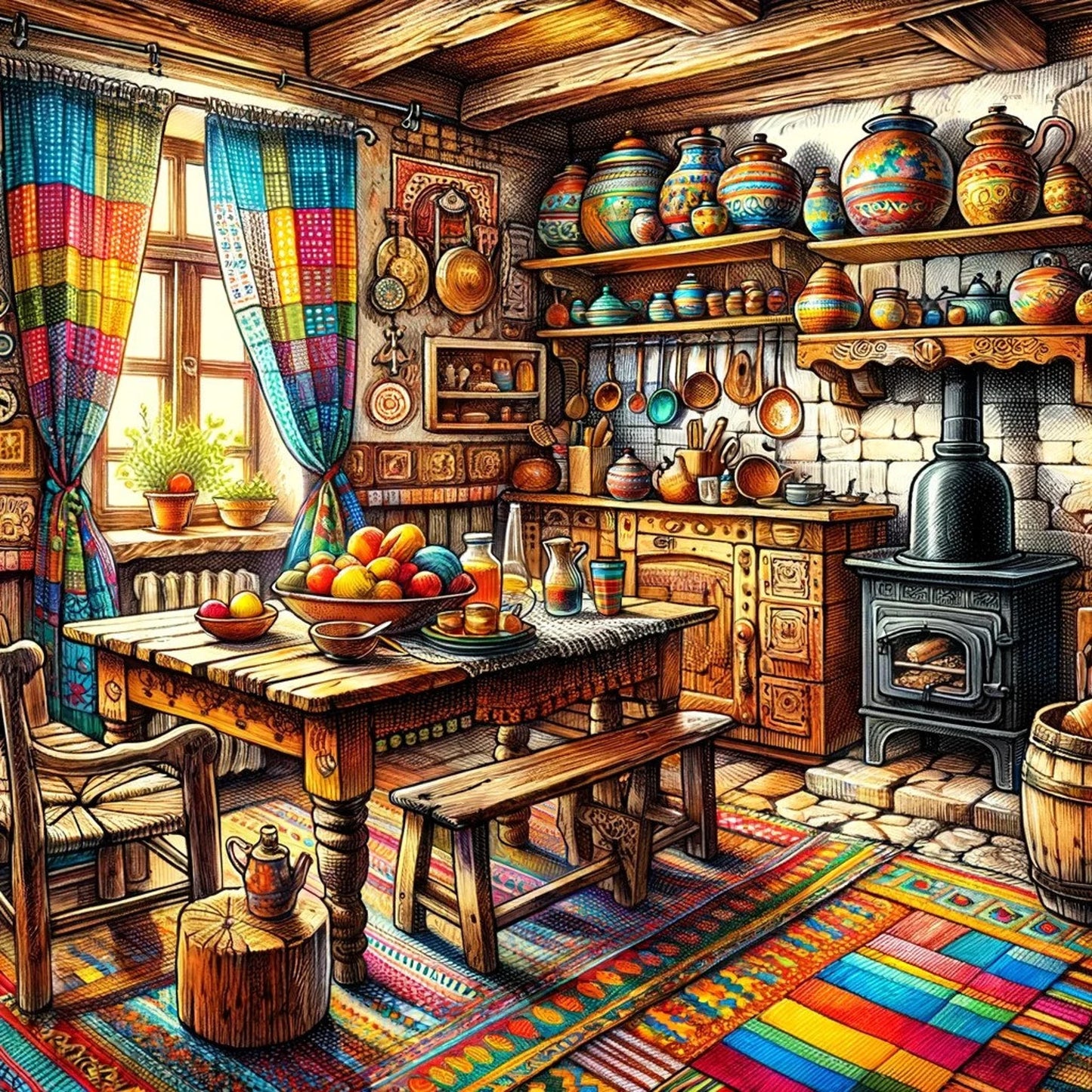 Cross Stitch Pattern Mexican Kitchen Full Coverage