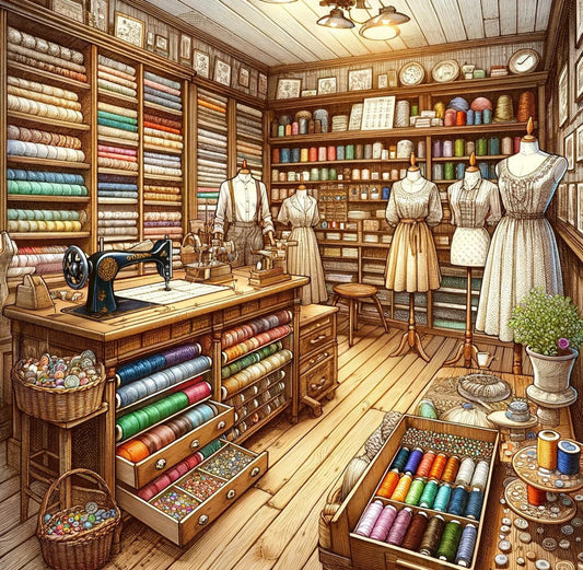 Cross Stitch Pattern Vintage Fabric Shop Full Coverage