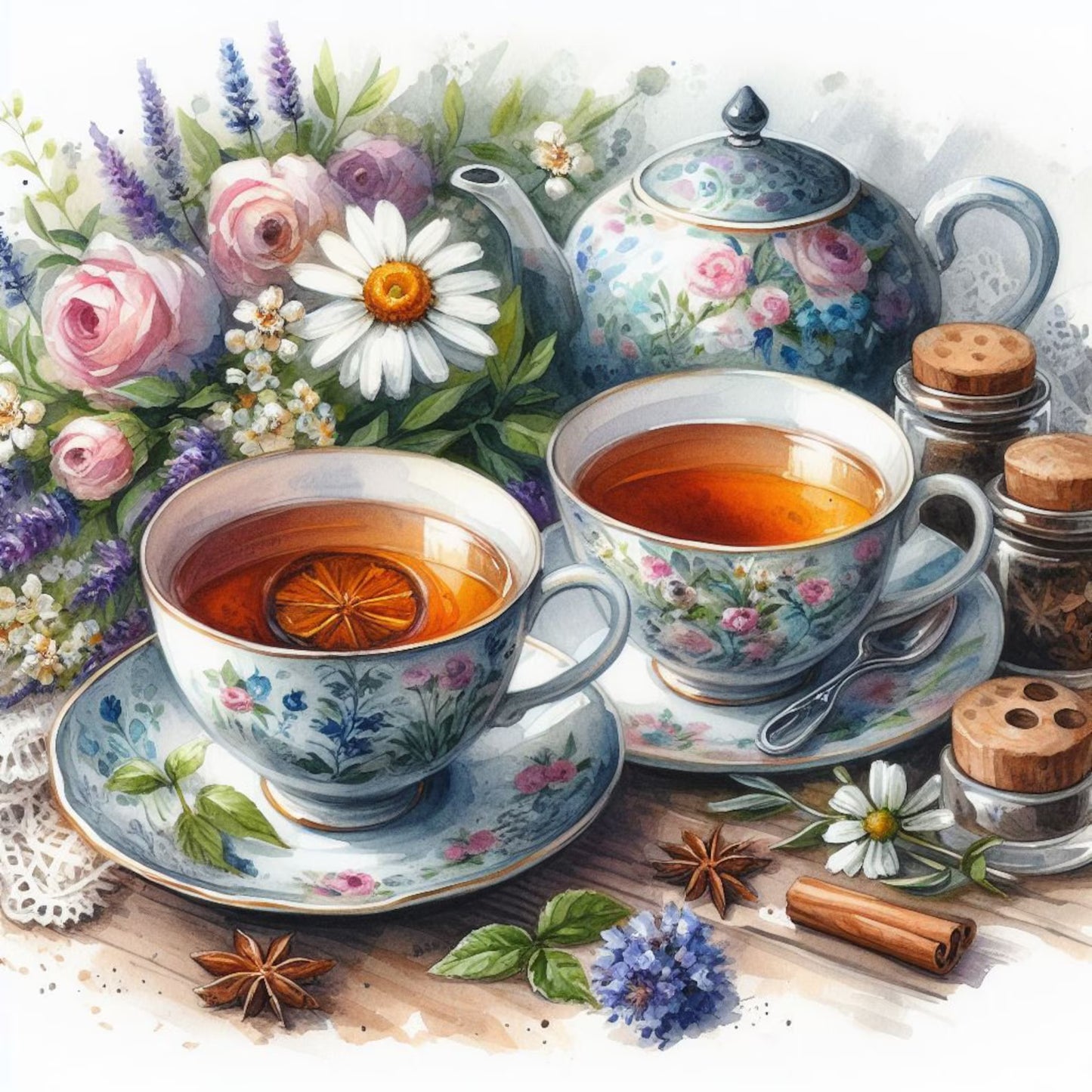 Tea Cups Cross Stitch Pattern Pattern Bouquet of roses Kitchen Still Life Modern Decor Pattern Mugs Napkins Embroidery Needlepoint chart PDF