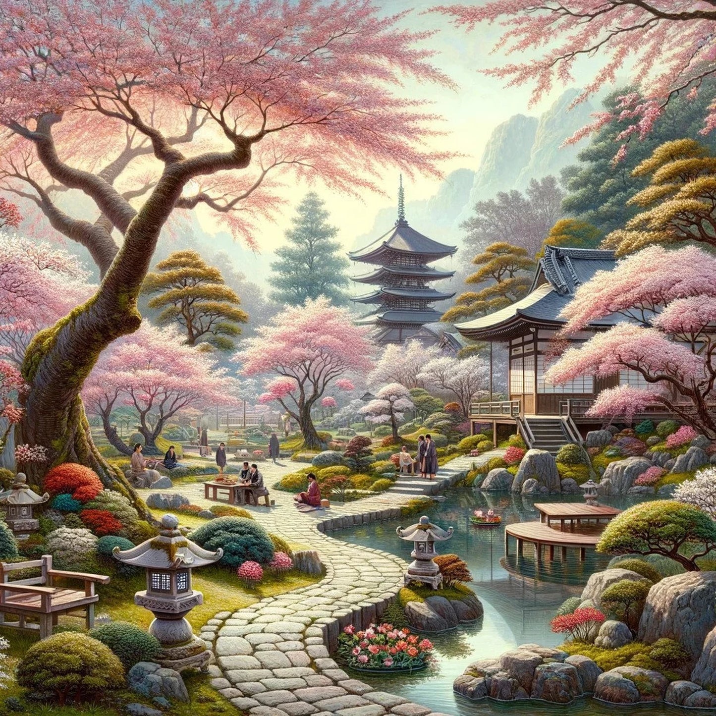 Cross Stitch Pattern Japanese Garden Full Coverage