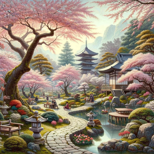 Cross Stitch Pattern Japanese Garden Full Coverage