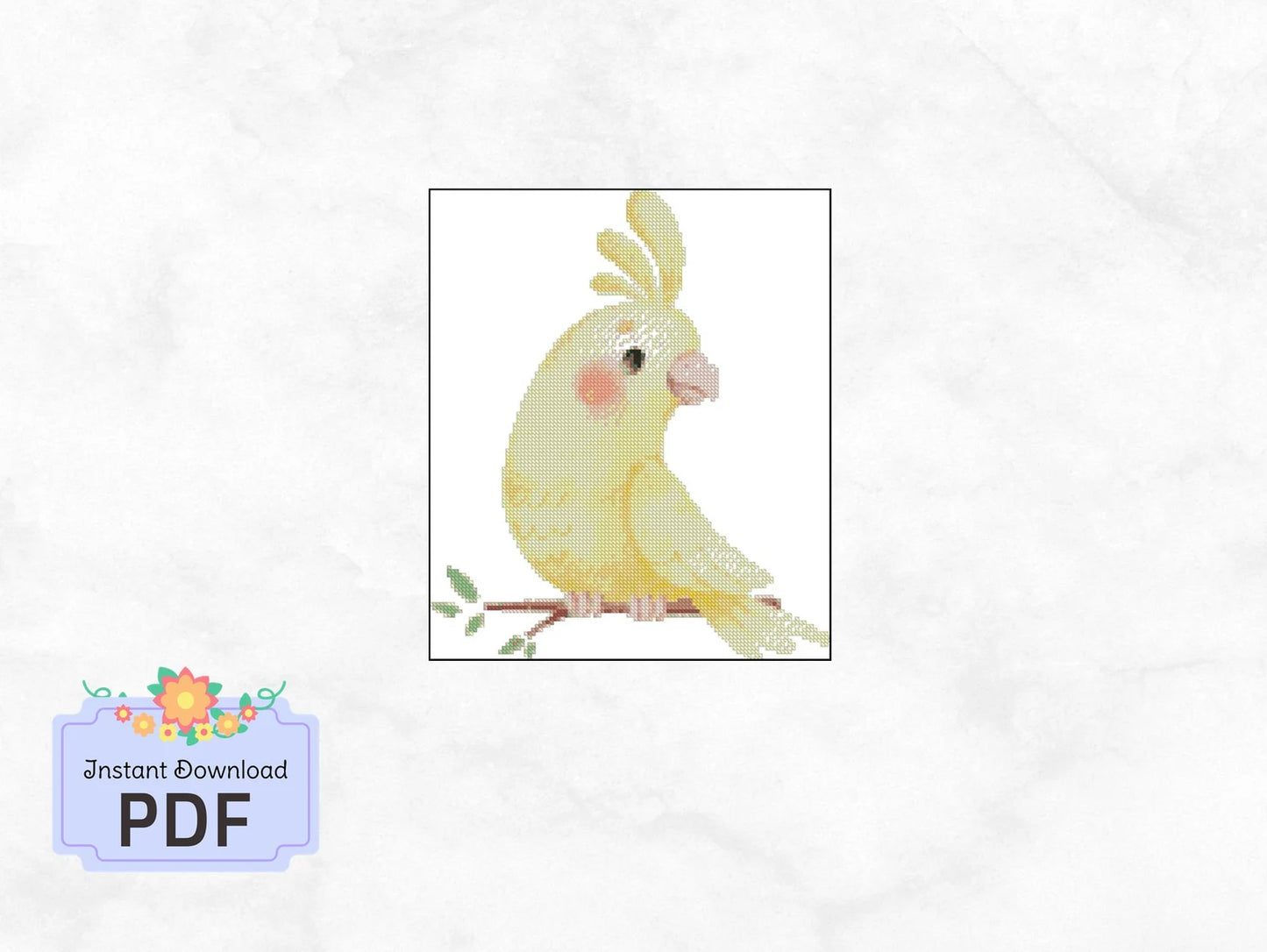 Yellow Parrot Cross Stitch Pattern , Watercolor X Stitch Chart , Instant Download , Pdf , Bird , Animal, Nursey Room Decor