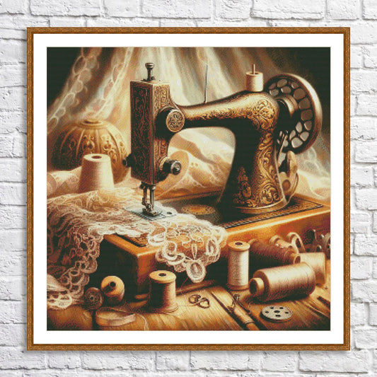 Vintage sewing machine #3, Counted Cross Stitch Pattern, Digital Pattern, Sewing room Pattern, Hand Embroidery, Needlepoint chart