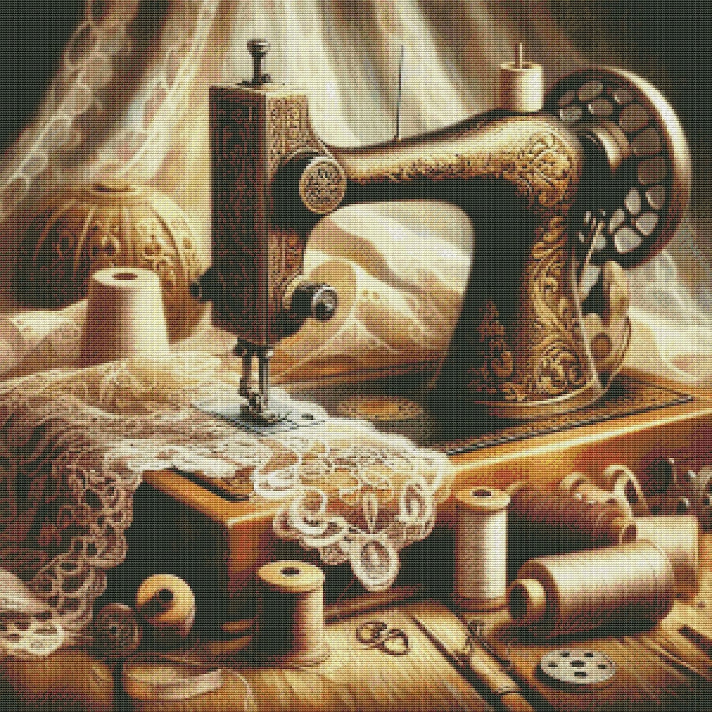Vintage sewing machine #3, Counted Cross Stitch Pattern, Digital Pattern, Sewing room Pattern, Hand Embroidery, Needlepoint chart