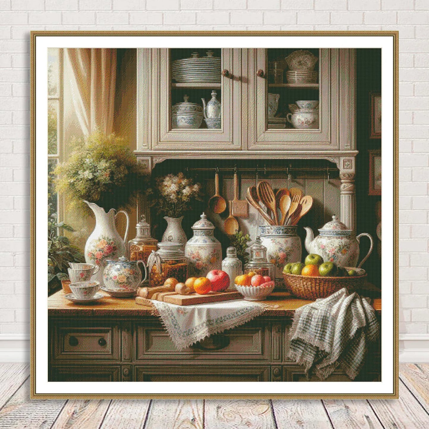 Kitchen shelf Cross Stitch Pattern Shelf with Dishies Kitchen Still Life Modern Decor Pattern Cups Mugs Napkins Embroidery Needlepoint chart