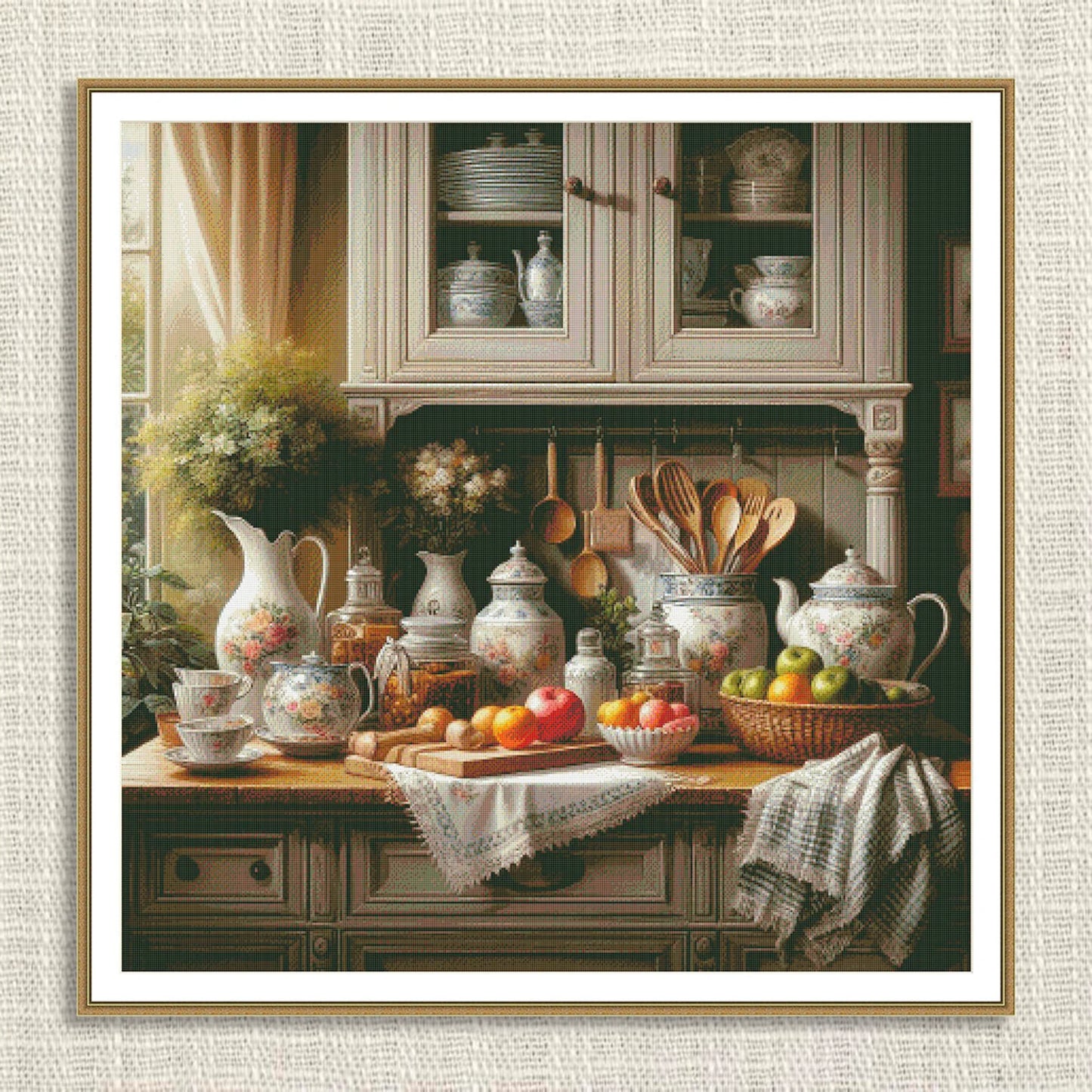 Kitchen shelf Cross Stitch Pattern Shelf with Dishies Kitchen Still Life Modern Decor Pattern Cups Mugs Napkins Embroidery Needlepoint chart
