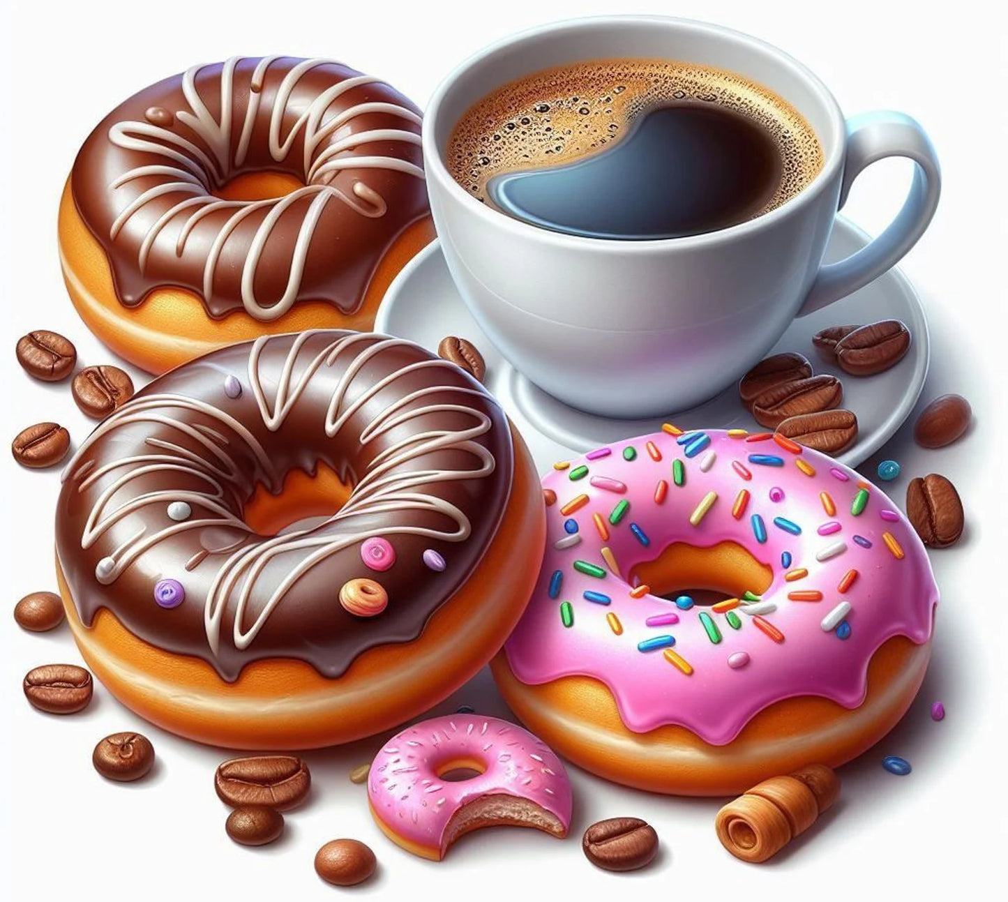 Donut with chocolate Cross Stitch Pattern Sweets Chocolate Donut Kitchen Decor A cup of coffee Dessert Embroidery Needlepoint chart PDF