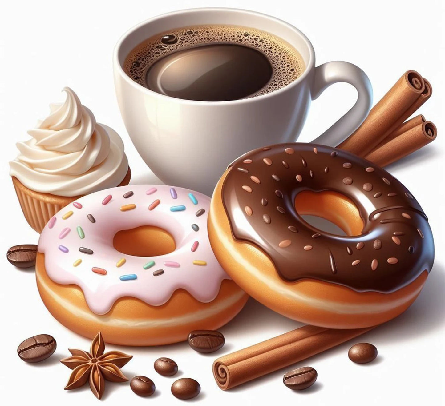 Donut with chocolate Cross Stitch Pattern Sweets Chocolate Donut Kitchen Decor A cup of coffee Dessert Embroidery Needlepoint chart PDF