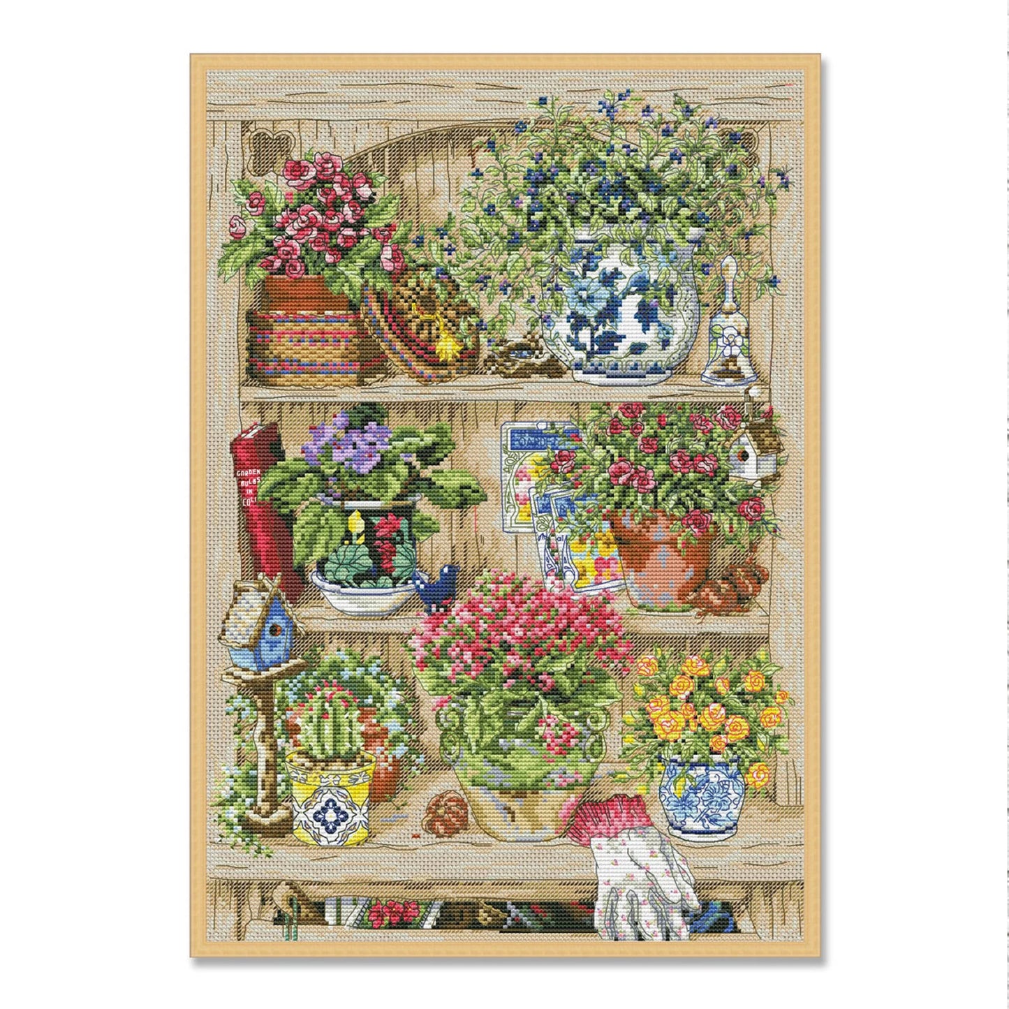 Garden Shelf, Counted Cross Stitch pattern, Kitchen Still Life, Garden Bits And Bobs, Home Modern Decor, Instant Download PDF, Flower pots