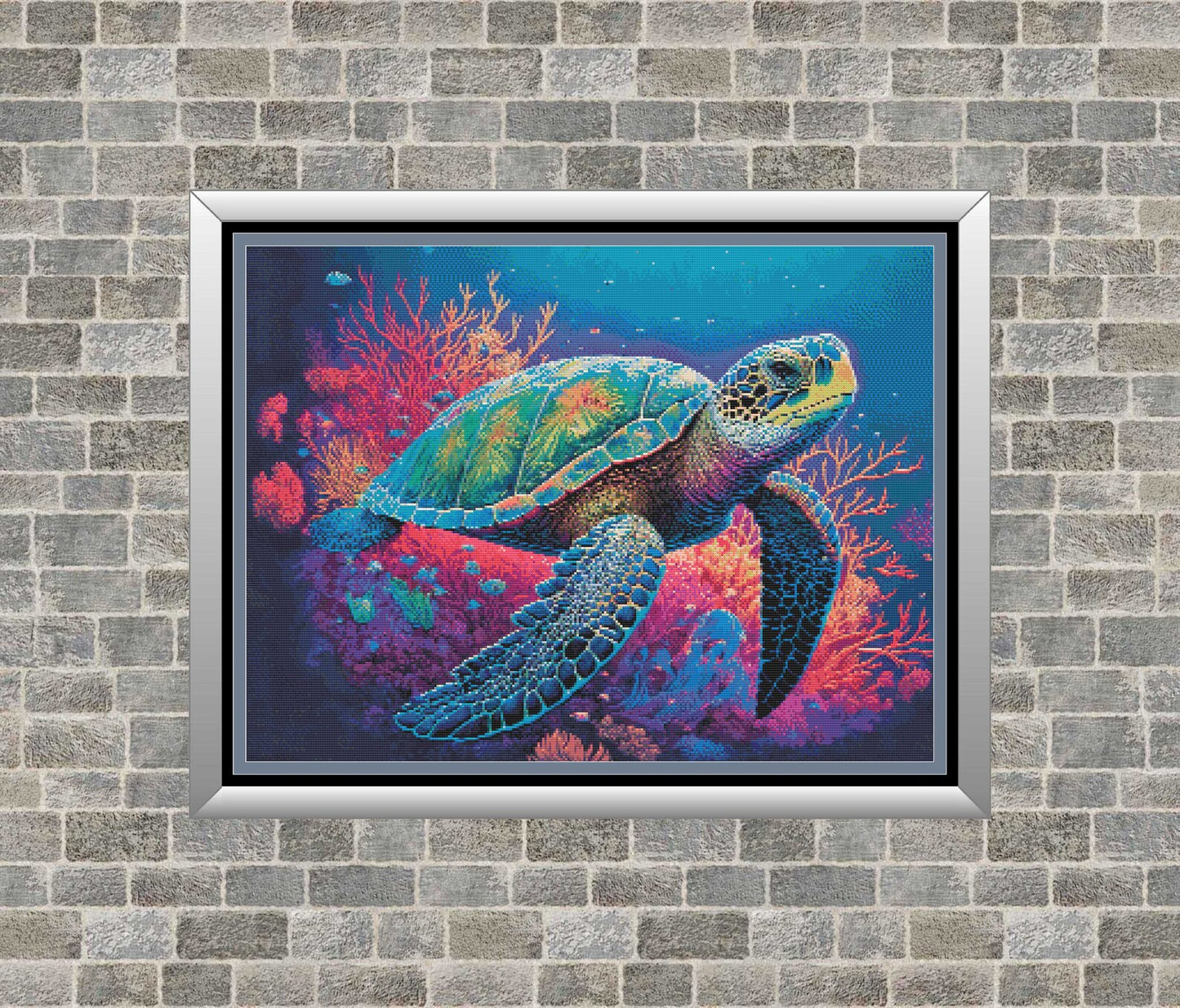Sea Turtle Cross Stitch Pattern - Colorful Coral Turtles Counted Cross-Stitch - Pattern Keeper Compatible Chart - Digital Download PDF File