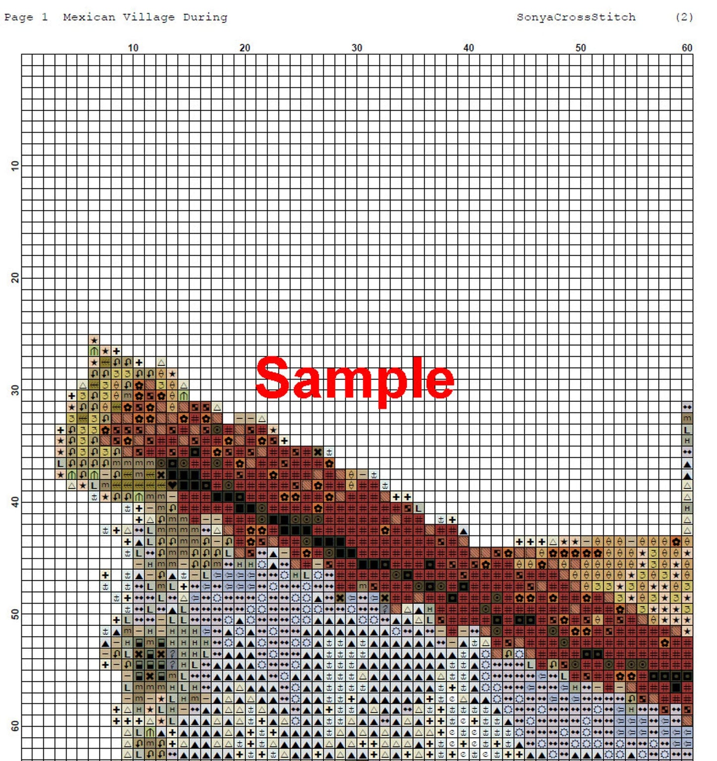 Watercolor Village Cross Stitch Pattern,Blue Door House,City,Landscape,Winter,Victorian Style,Lanscape,Pattern Keeper,Pdf,Instant Download