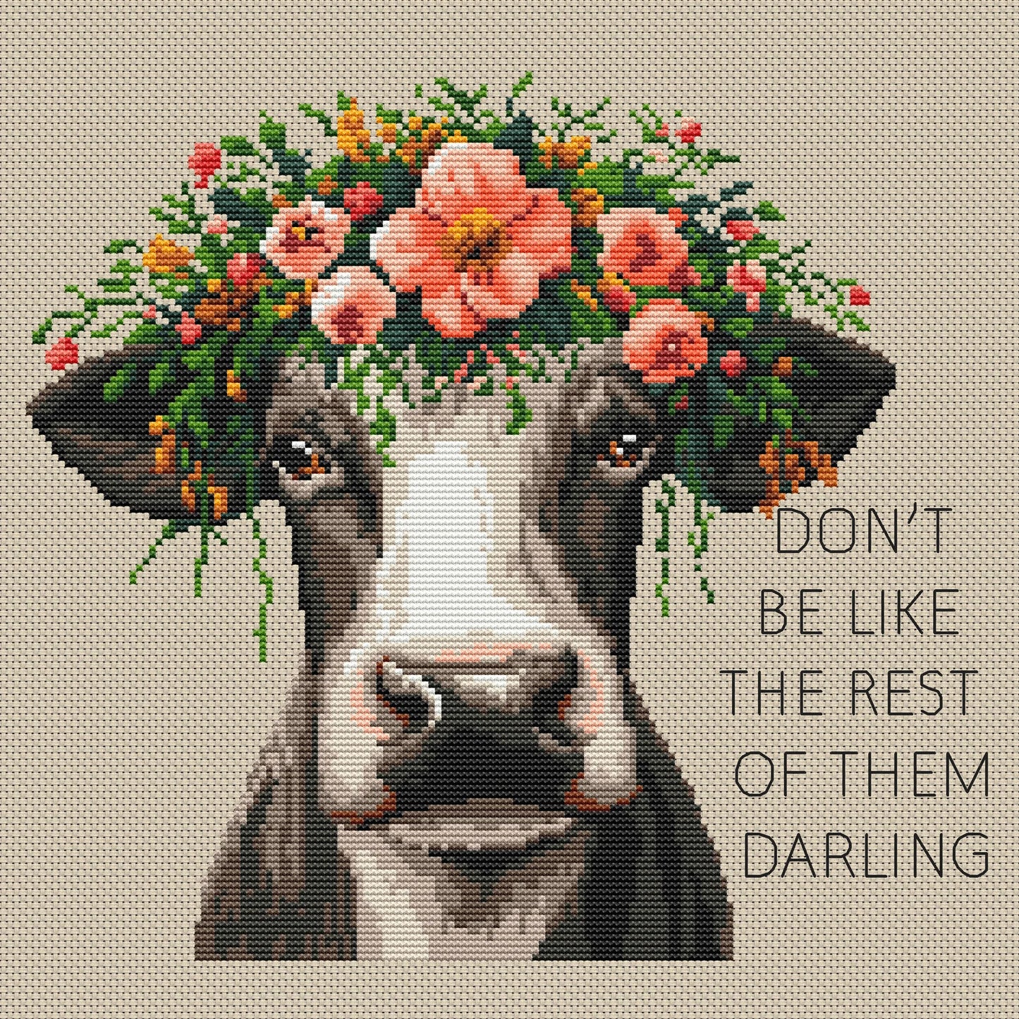 Cow Cross Stitch Pattern, Funny Cross Stitch Pattern, Quote Inspirational Cross Stitch, Cross Stitch Flower, punto de cruz