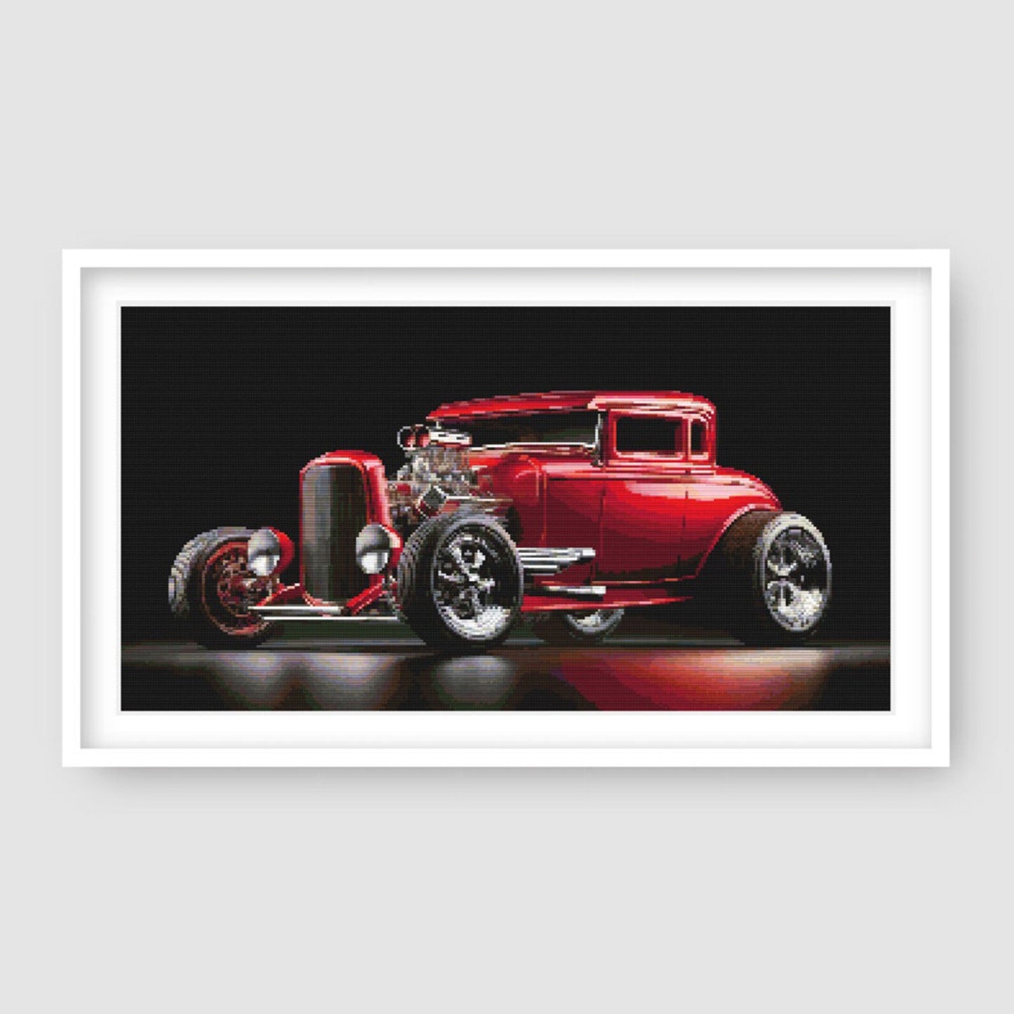 Hot Rod Cross Stitch Pattern, Classic Car Cross Stitch, Digital Download