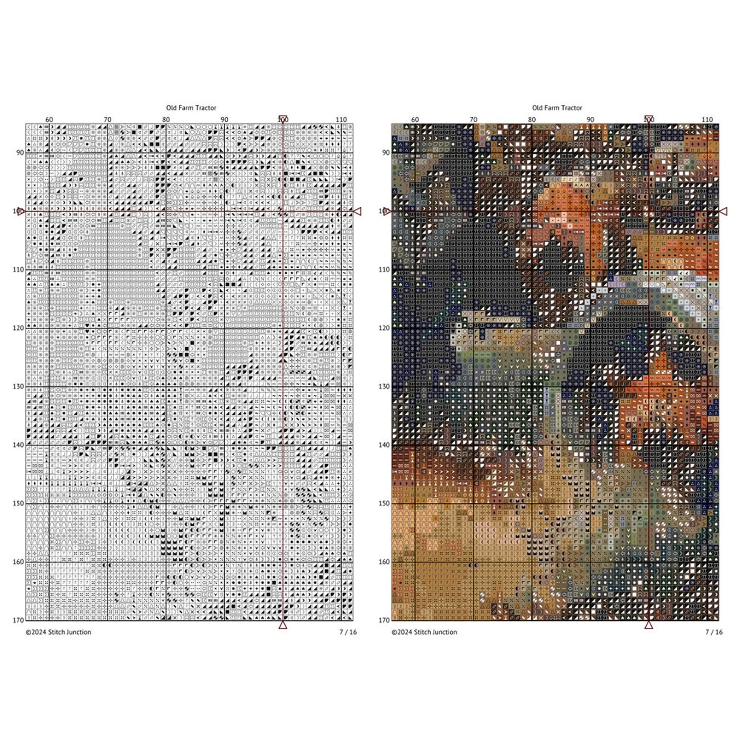 Vintage Farm Tractor Cross Stitch Pattern – Rustic Countryside Needlework Design. Digital Download