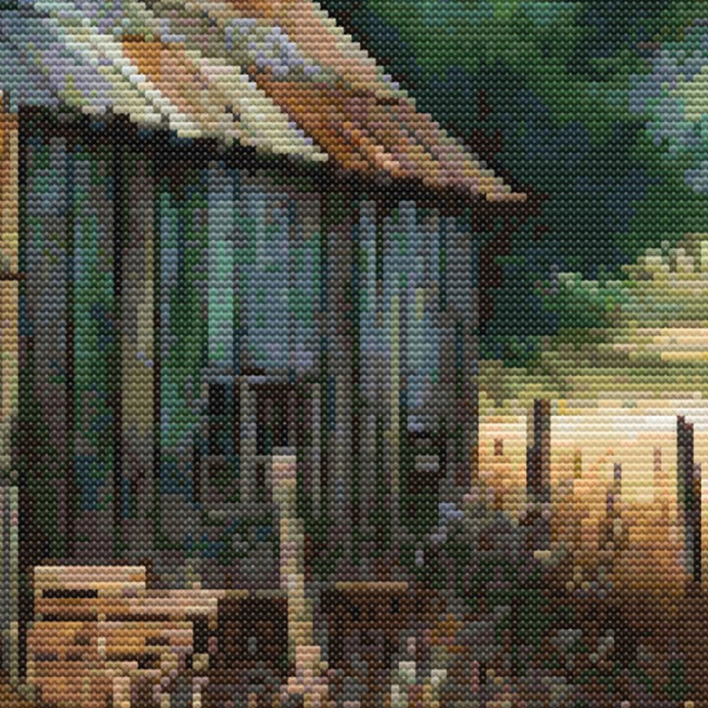 Rustic Barn Cross Stitch Pattern – Countryside Farmhouse Needlework. Digital Download