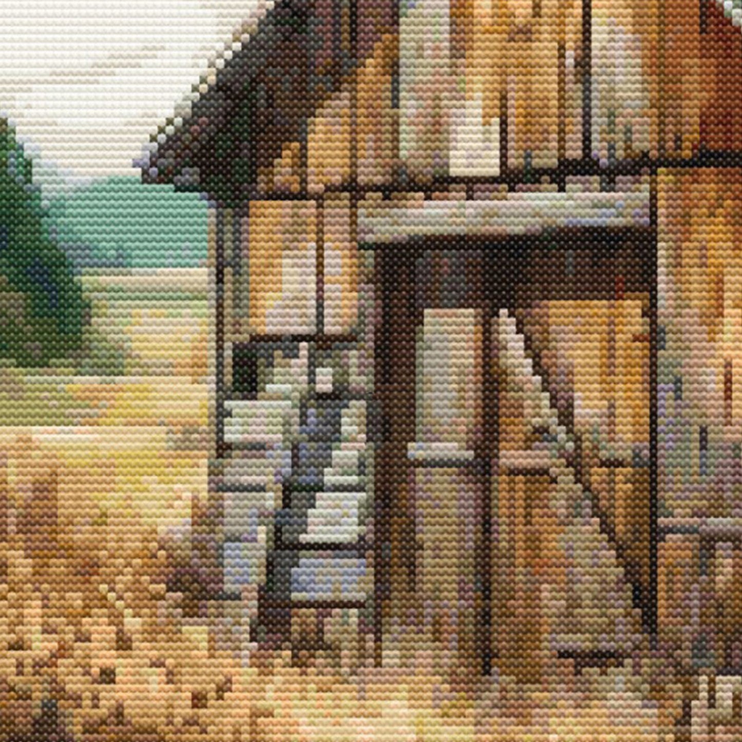 Rustic Barn Cross Stitch Pattern – Countryside Farmhouse Needlework. Digital Download
