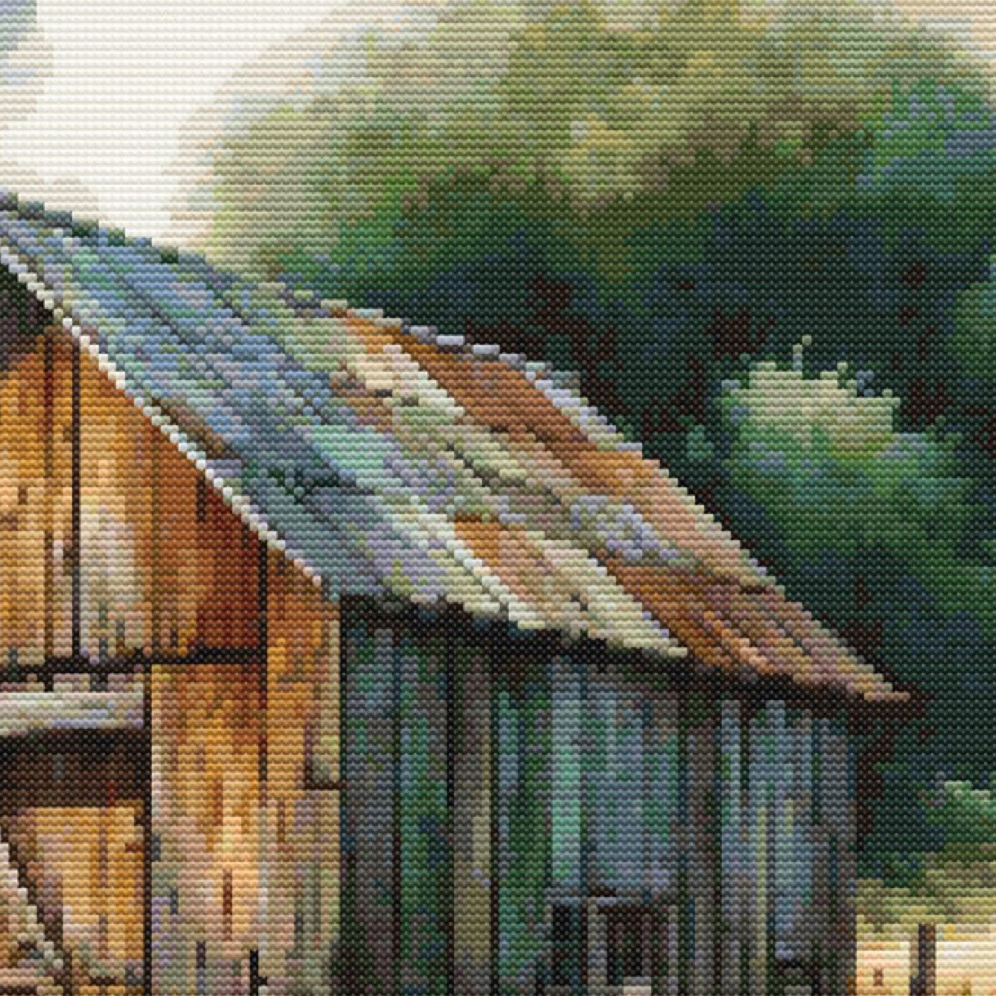 Rustic Barn Cross Stitch Pattern – Countryside Farmhouse Needlework. Digital Download