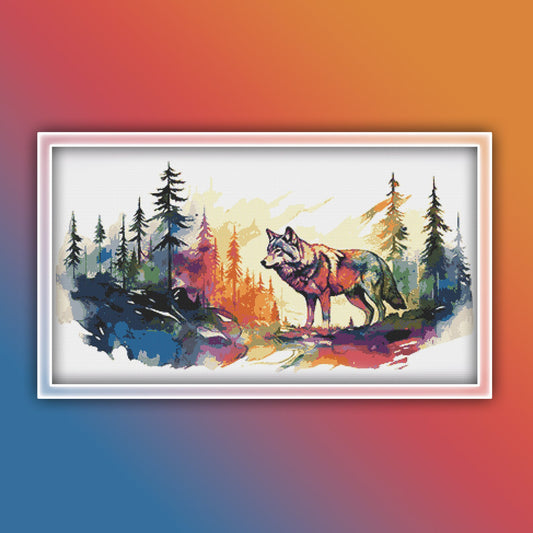Wolf Cross Stitch Pattern 8 Instant PDF Download - Wolf Watercolor Cross Stitch Pattern - Animal Cross Stitch Pattern