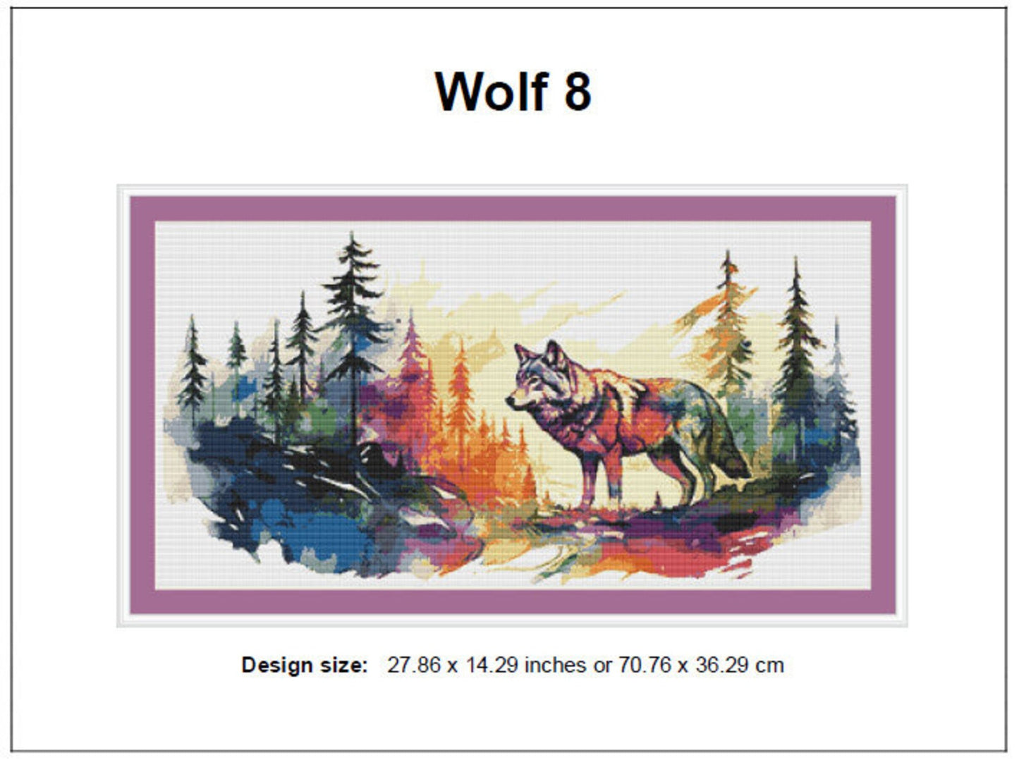 Wolf Cross Stitch Pattern 8 Instant PDF Download - Wolf Watercolor Cross Stitch Pattern - Animal Cross Stitch Pattern