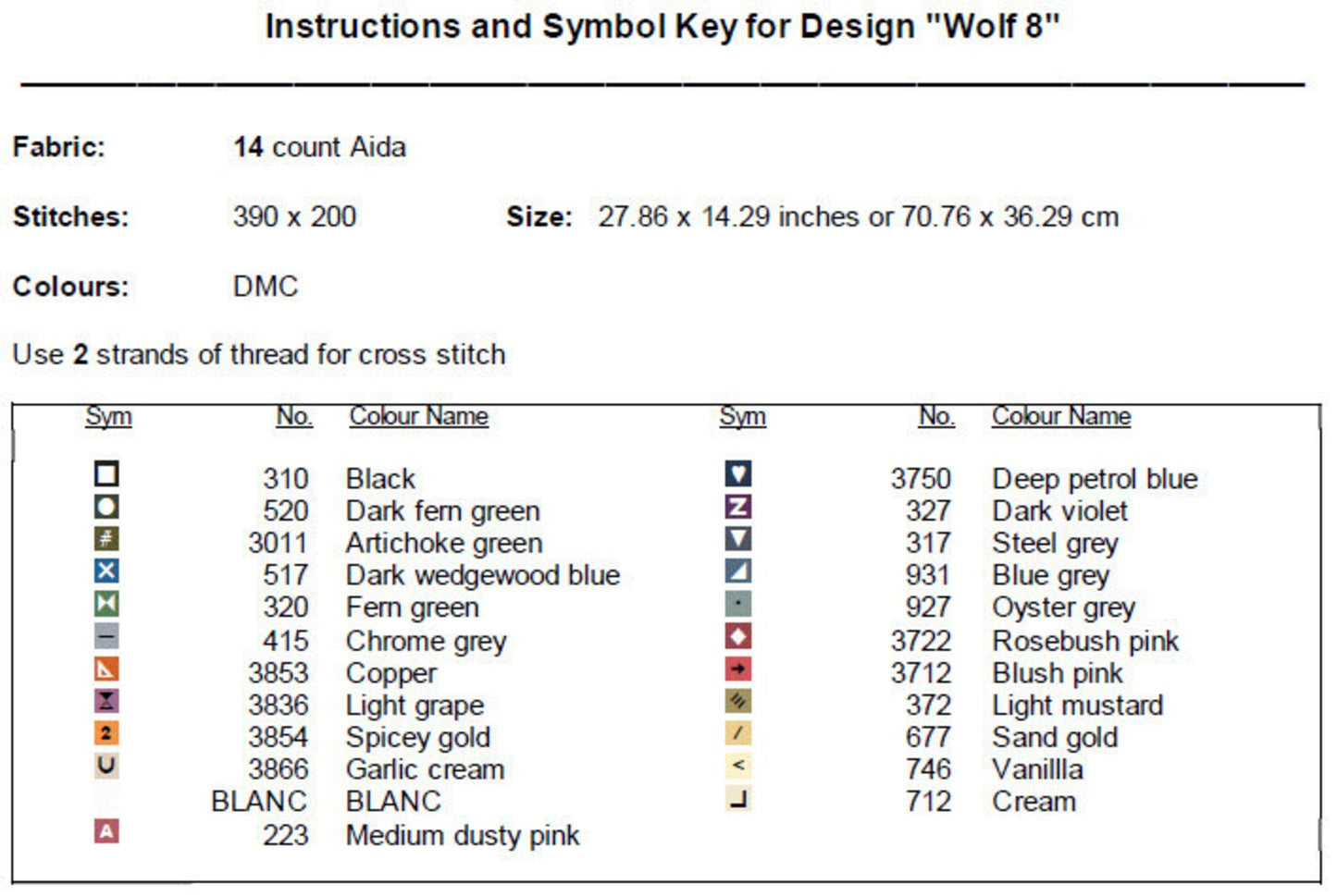 Wolf Cross Stitch Pattern 8 Instant PDF Download - Wolf Watercolor Cross Stitch Pattern - Animal Cross Stitch Pattern