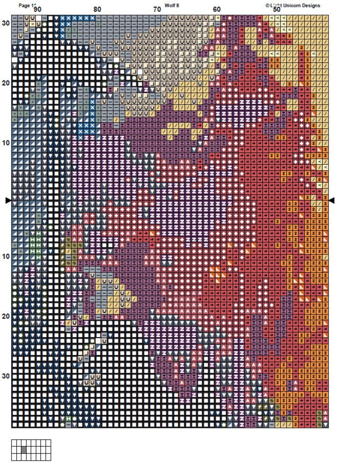 Wolf Cross Stitch Pattern 8 Instant PDF Download - Wolf Watercolor Cross Stitch Pattern - Animal Cross Stitch Pattern