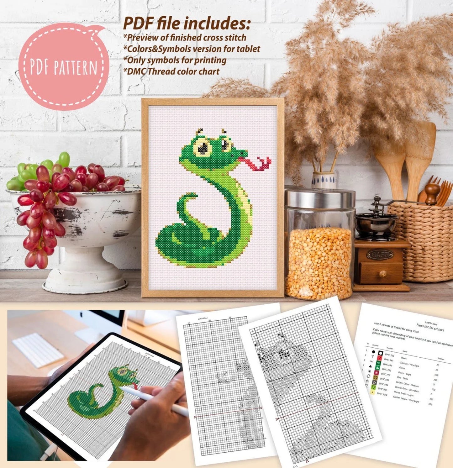 Pink roses bouquet cross stitch pattern PDF, flowers counted art, modern spring floral embroidery, nature design chart instant download