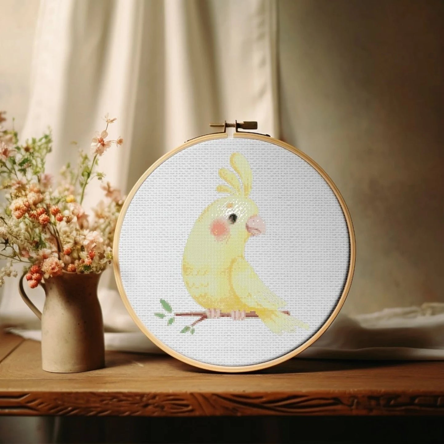 Yellow Parrot Cross Stitch Pattern , Watercolor X Stitch Chart , Instant Download , Pdf , Bird , Animal, Nursey Room Decor