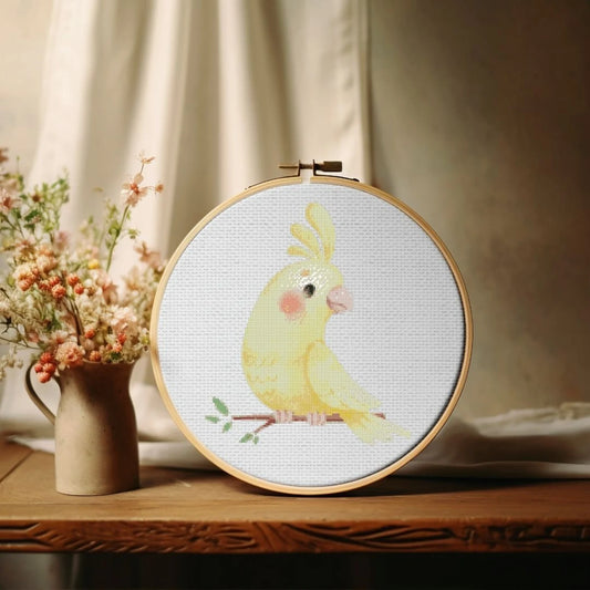 Yellow Parrot Cross Stitch Pattern , Watercolor X Stitch Chart , Instant Download , Pdf , Bird , Animal, Nursey Room Decor