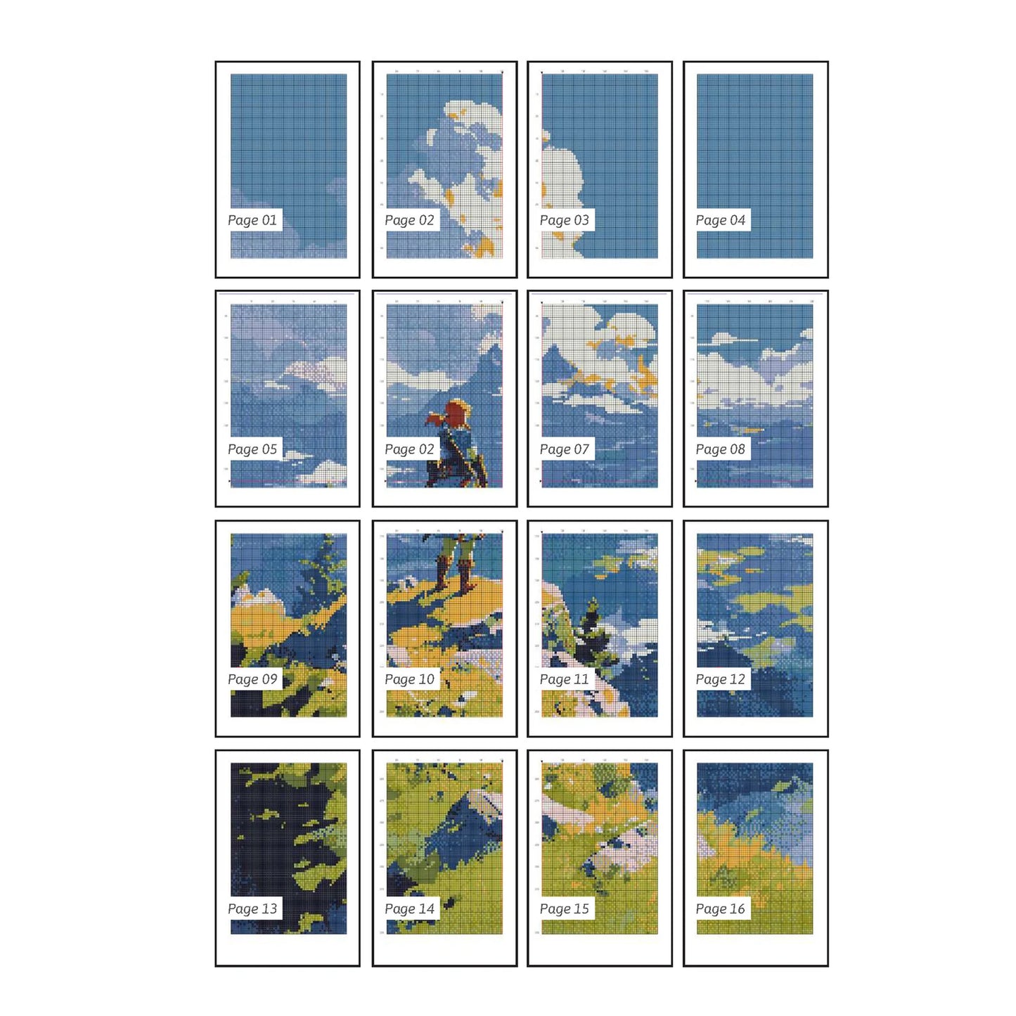 Zelda inspired Cross Stitch Pattern | BOTW Landscape Cross Stitch | Nature Patterns | Large Counted Cross Stitch PDF