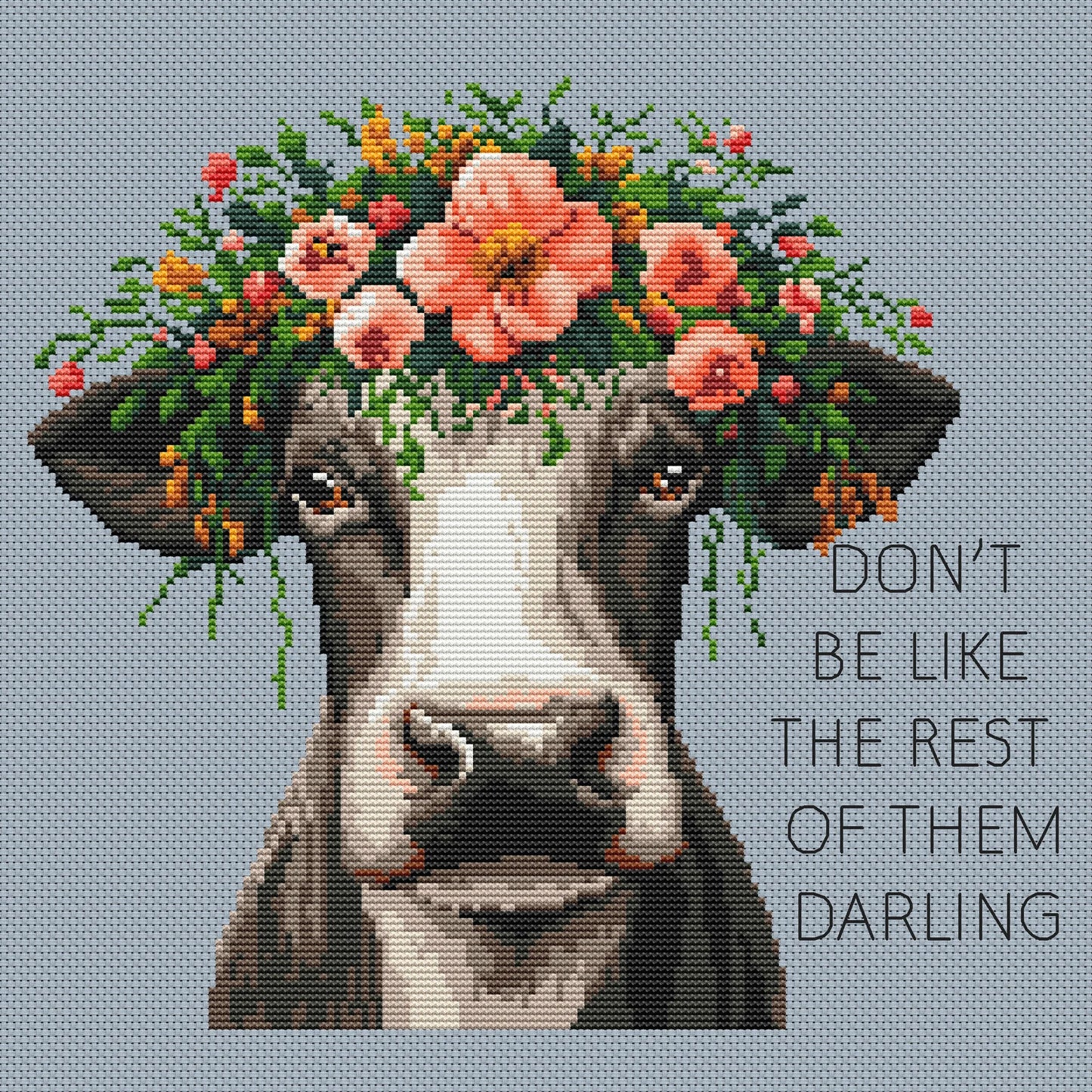 Cow Cross Stitch Pattern, Funny Cross Stitch Pattern, Quote Inspirational Cross Stitch, Cross Stitch Flower, punto de cruz