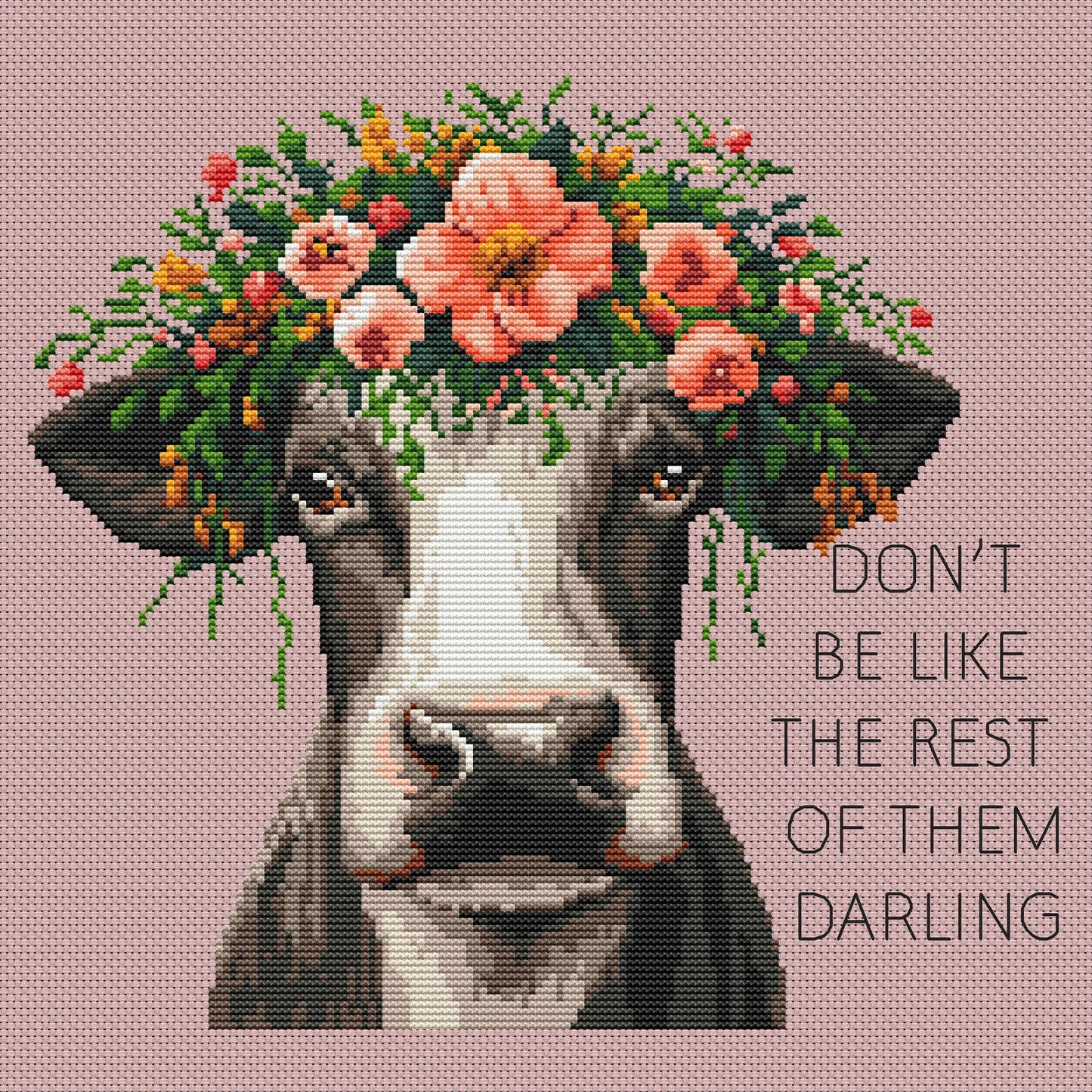 Cow Cross Stitch Pattern, Funny Cross Stitch Pattern, Quote Inspirational Cross Stitch, Cross Stitch Flower, punto de cruz