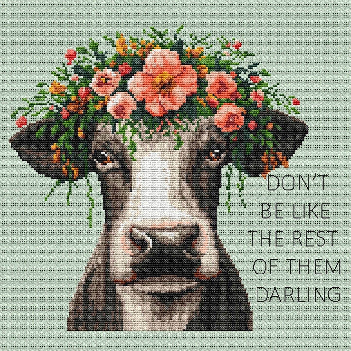 Cow Cross Stitch Pattern, Funny Cross Stitch Pattern, Quote Inspirational Cross Stitch, Cross Stitch Flower, punto de cruz