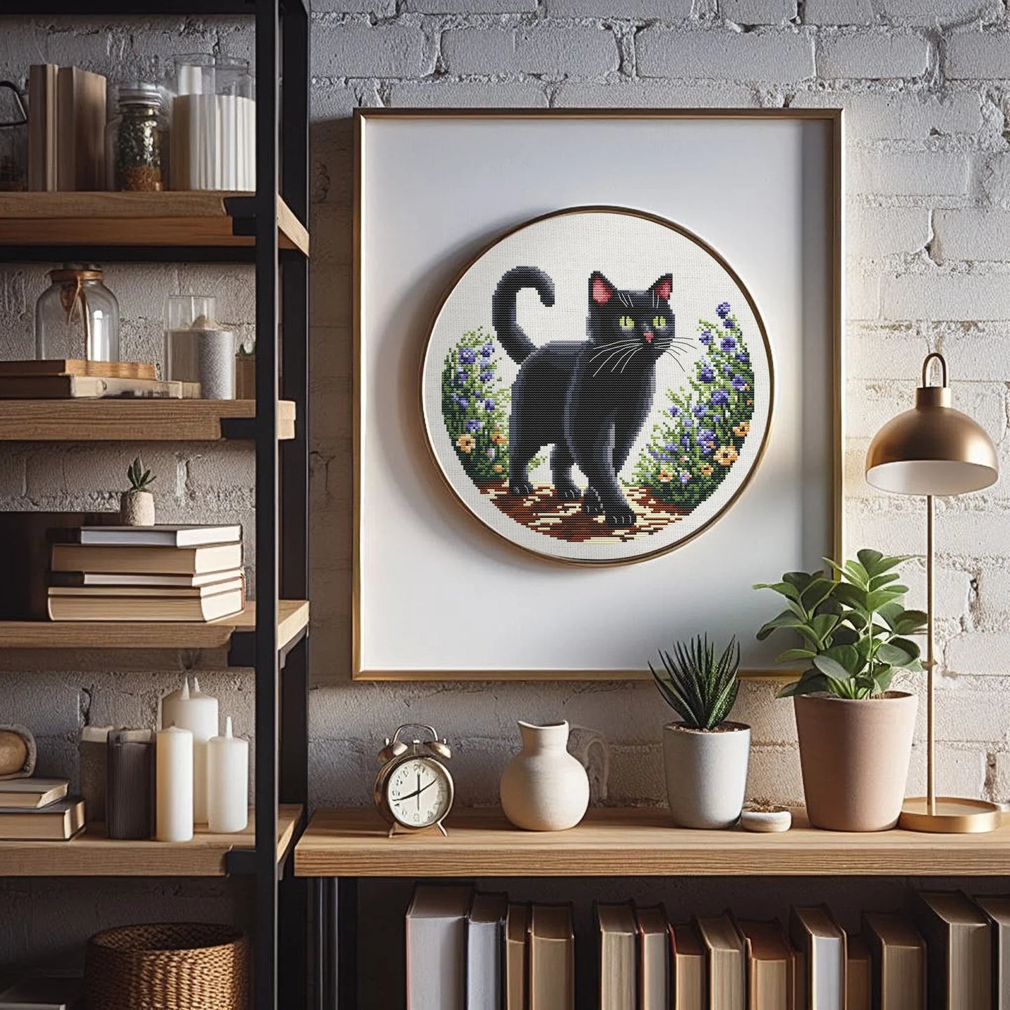 Black Cat Cross Stitch Pattern, Cross Stitch, punto de cruz, point de croix, Cross Stitch Pattern Flower, Cat Cross Stitch Pattern