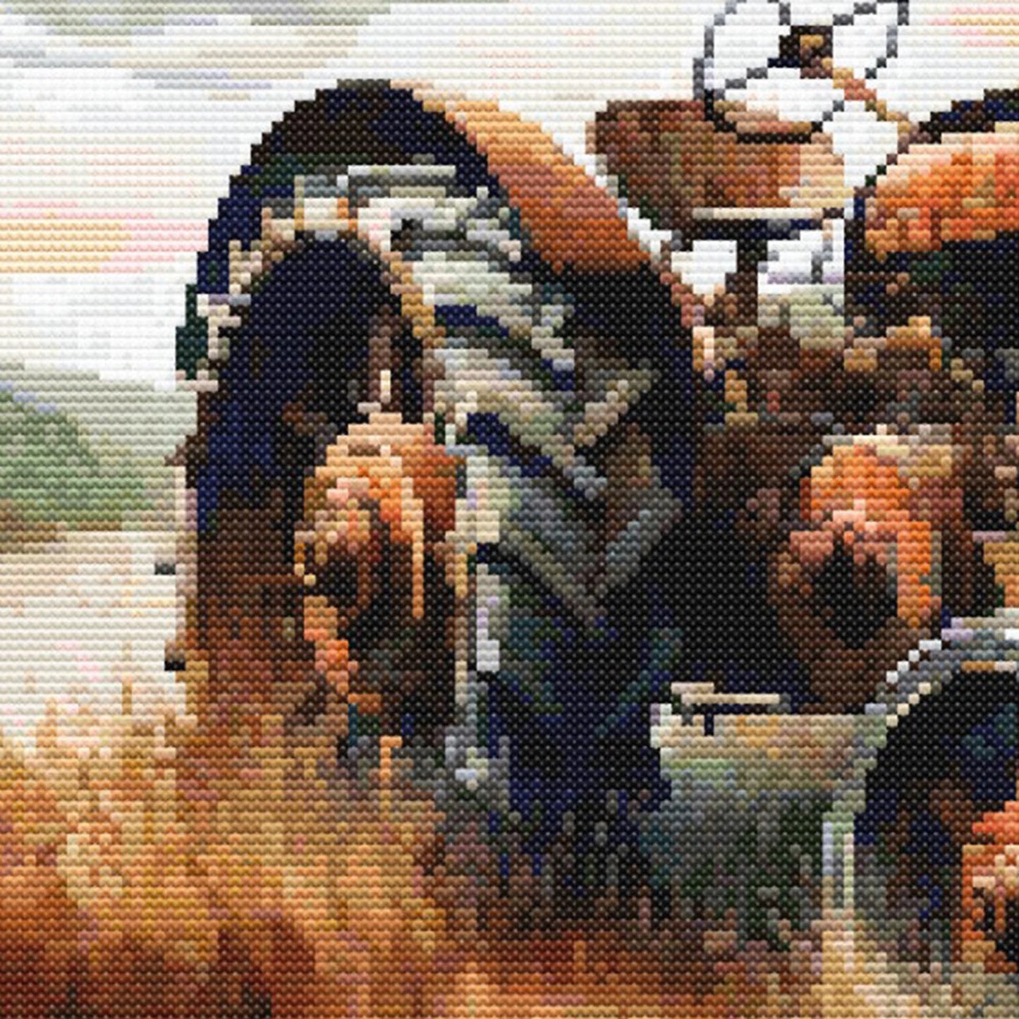Vintage Farm Tractor Cross Stitch Pattern – Rustic Countryside Needlework Design. Digital Download