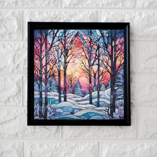 Winter stained glass cross stitch pattern full coverage PDF