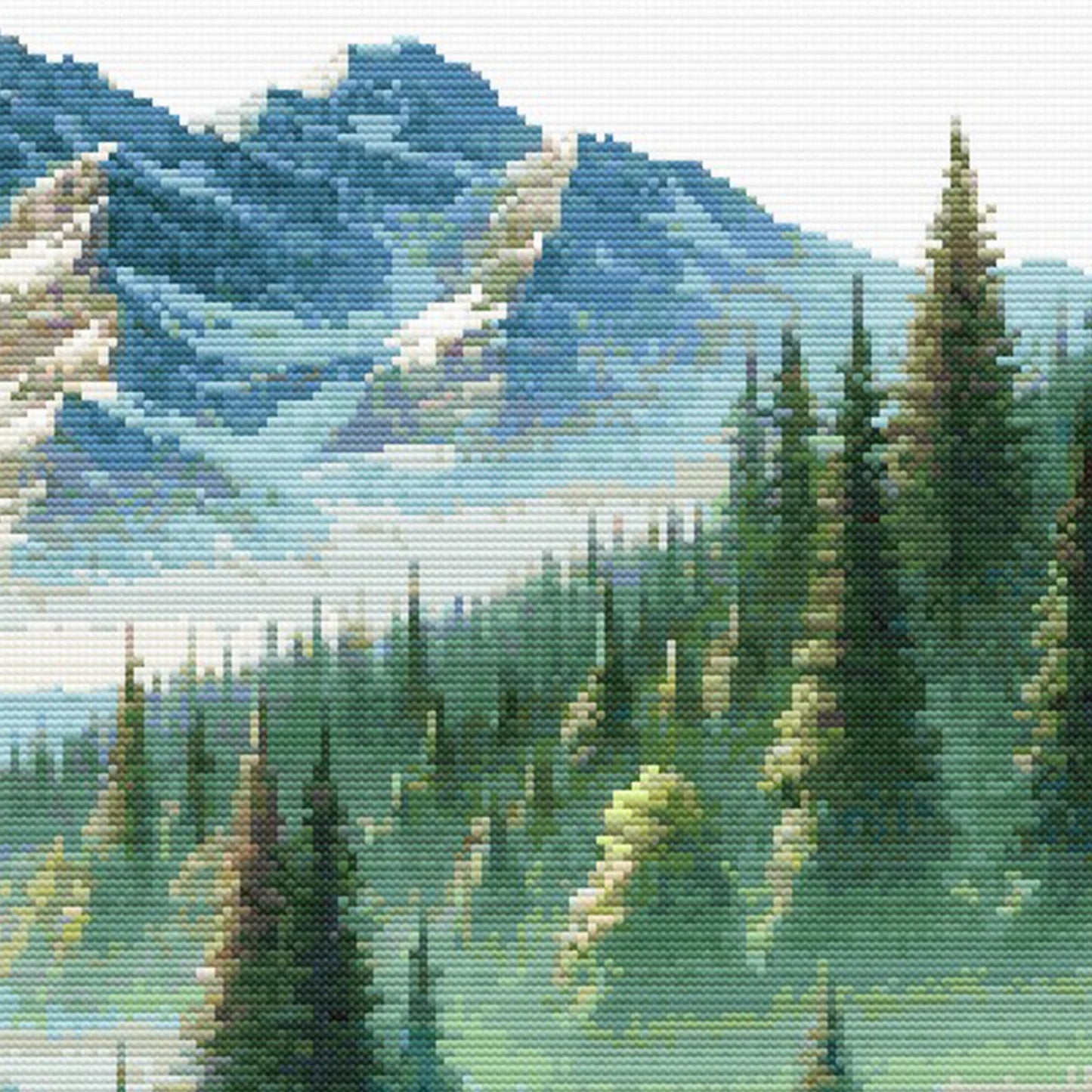 Mountain Cabin Retreat Cross Stitch Pattern – Waterfall & Forest Landscape, Scenic Embroidery Design. Digital PDF Download.
