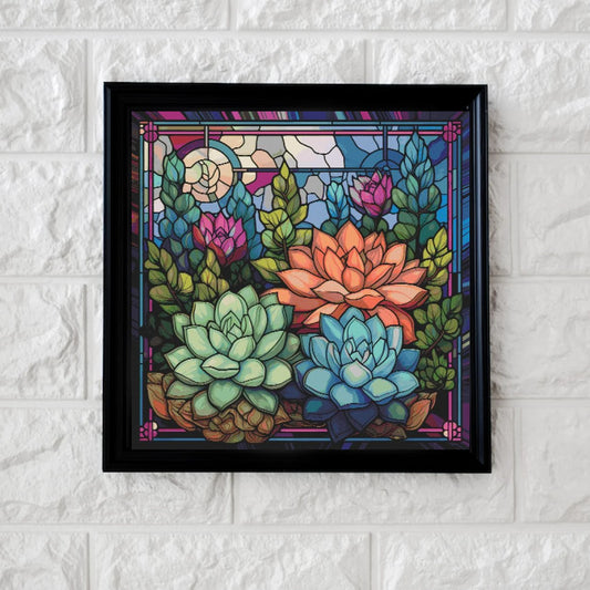 Succulent stained glass cross stitch pattern full coverage PDF