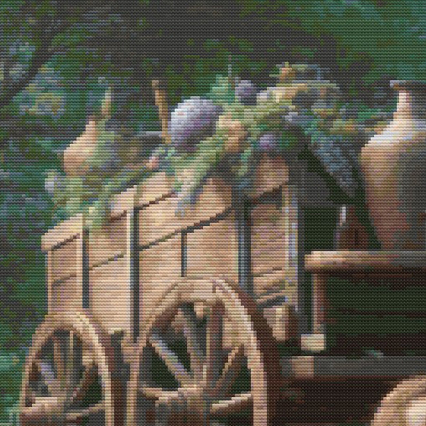 Victorian Garden Cross Stitch Pattern - Mother and Child in Vintage Dress by Old Cart Embroidery Design, Digital PDF Download.