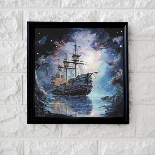 Ship in the night cross stitch pattern full coverage PDF