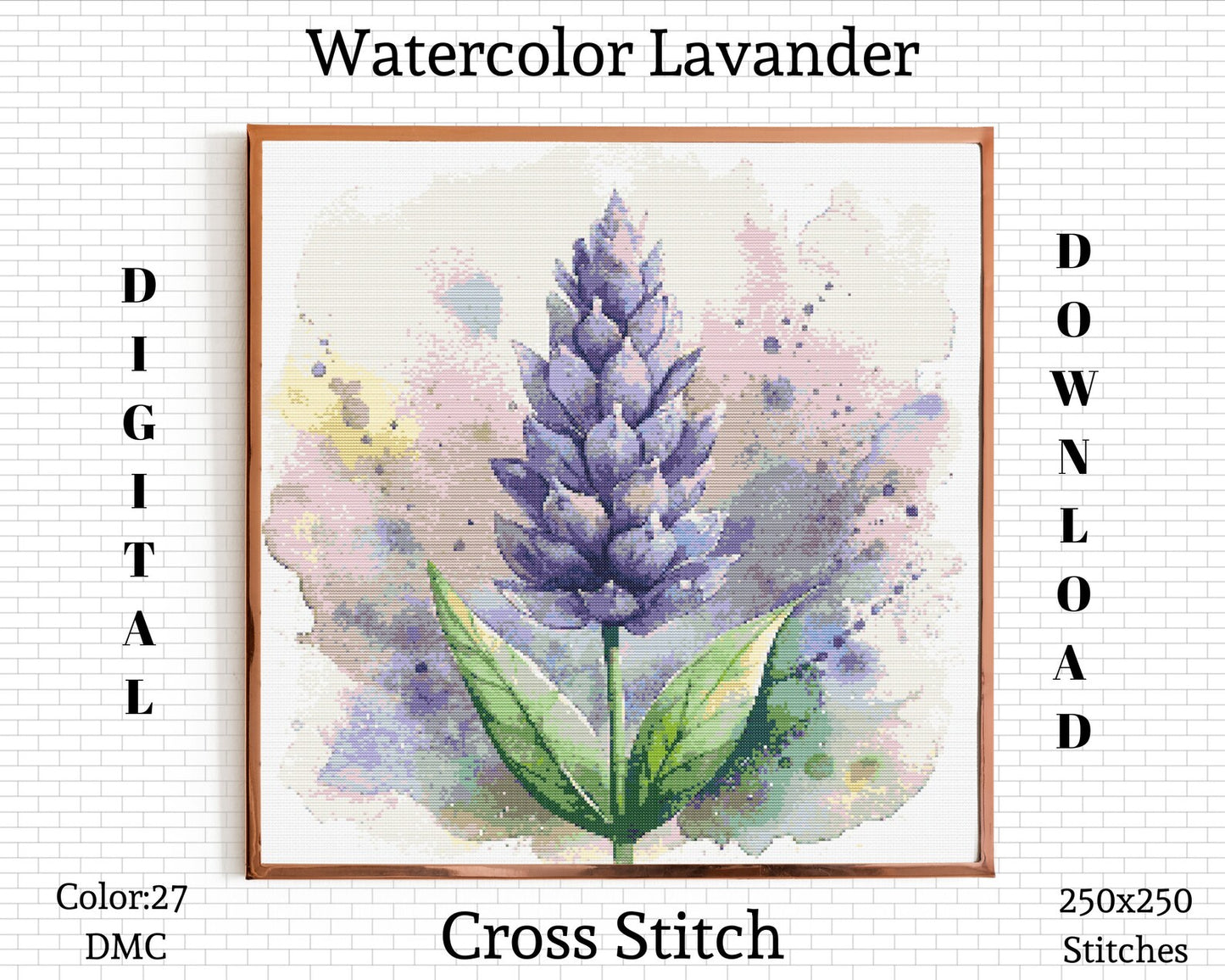 Flower Cross Stitch Pattern | Lavander Cross Stitch | Flower Embroidery Design | Modern Cross Stitch | Flower Cross Stitch Kits
