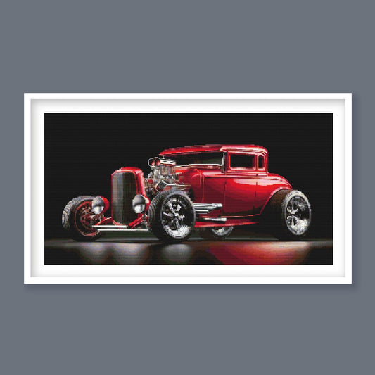 Hot Rod Cross Stitch Pattern, Classic Car Cross Stitch, Digital Download